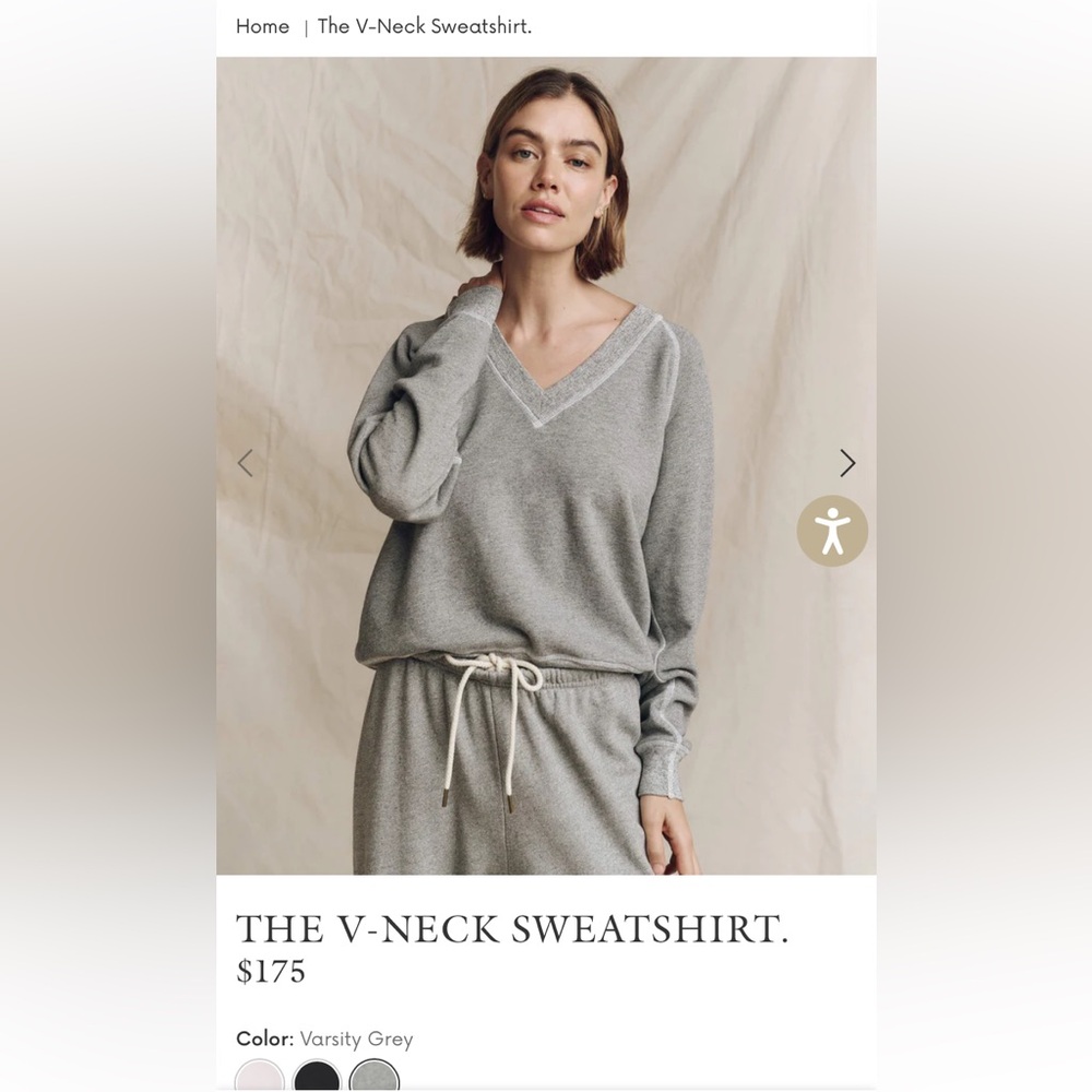 The GREAT v neck sweatshirt, grey, size 2/M